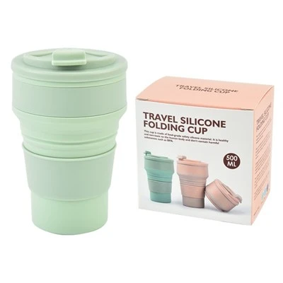 Kev Cai Logo Reusable 350ML Silicone Folding Khob
