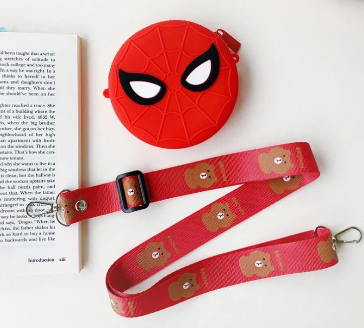 Red Spiderman Silicone Lanyard Coin Purse