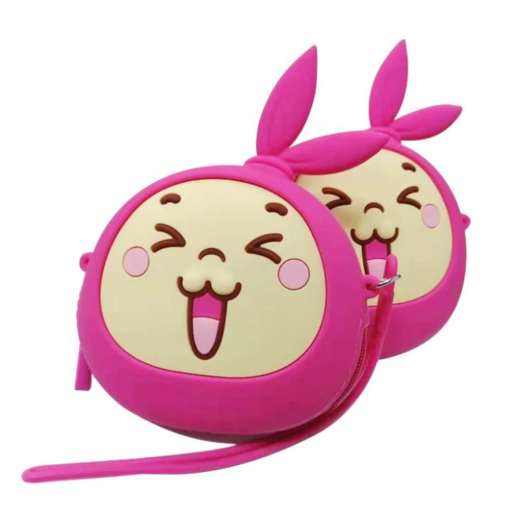 Khoom Plig Me Me ntxim hlub Amine Cartoon Silicone Roj Hmab Zipper Npib Hnab