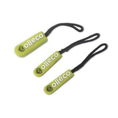 Embossed 3D Logo Silicone Zipper Pullers Rau Hnav Khaub Ncaws