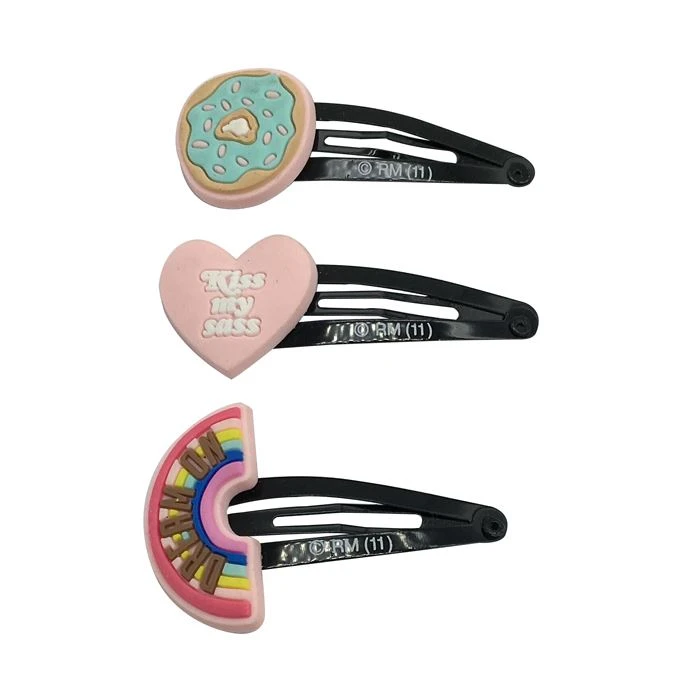 Soft Pvc Donut Shape Snap Hair Clips For Girls