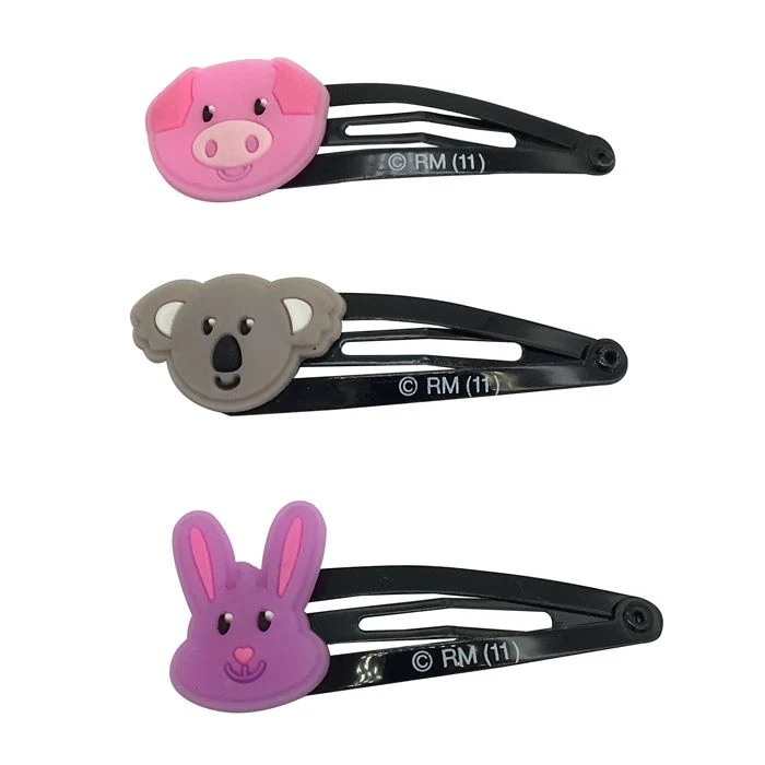 Soft Pvc Donut Shape Snap Hair Clips For Girls